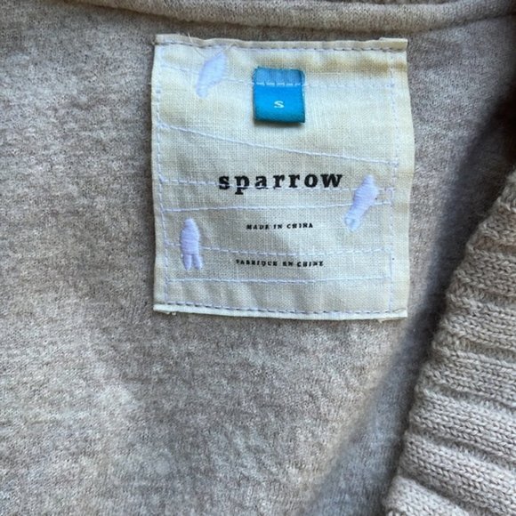 S Anthropologie Sparrow 100 percent Marino Wool darling cardigan sweater EUC tan - Picture 4 of 14